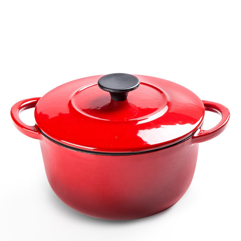 16 cm round enamel coating deep cooking pot cast iron casserole