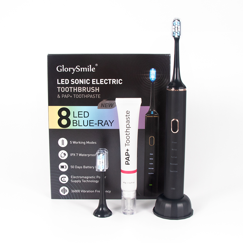 High Grade PAP Teeth Whitening Wireless Charging Led Light Toothbrush And Tooth Paste Kit