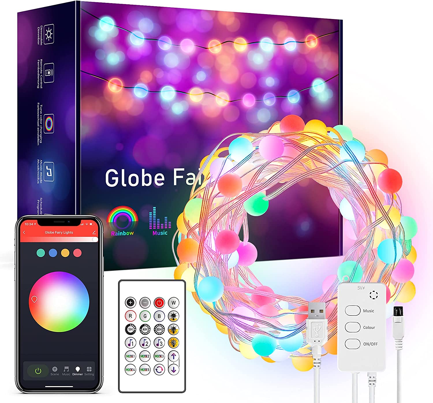 2021 Led Alexa Lights Multi Color Changing Smart Christmas Tree Lights