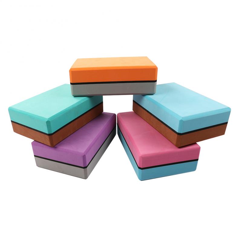 Wholesale Eco Friendly Custom Logo Light Weight Non-Slip High Density Double Layer 2 Colour EVA Yoga Brick Block