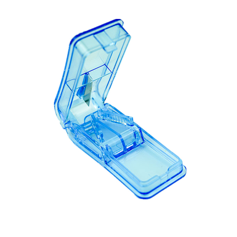 Travel Sized Stainless Steel Blade Pill Cutter and Splitter with Dispenser
