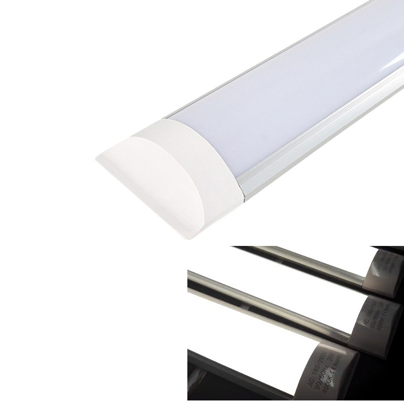 Guangzhou High lumen AC85-265V 1ft 2ft 3ft 4ft 5ft flat led batten light tube 9w 18w 24w 36w 54w 3 года гарантии