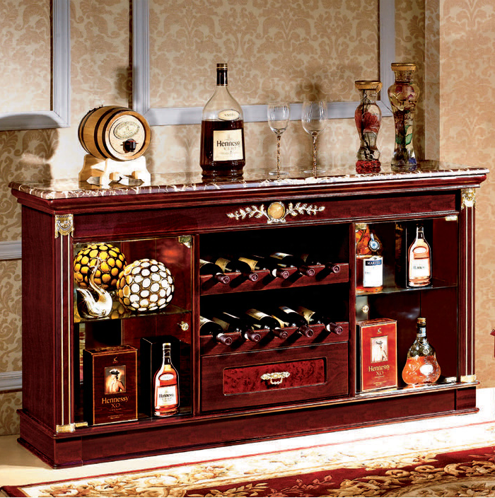C'est La Vie Wooden Dining Room Furniture Home Antique Style Sideboard Buffet Cabinet with Marble Top