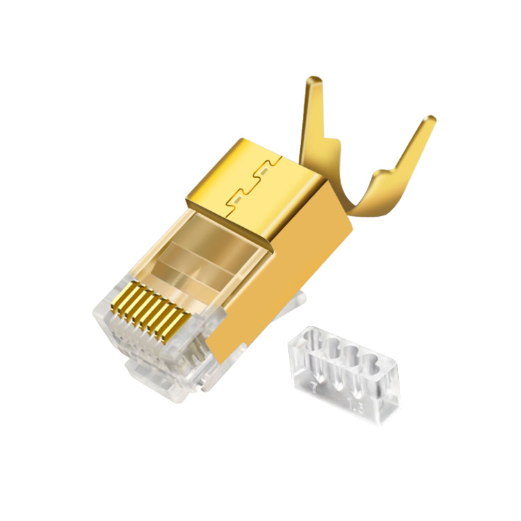Лидер продаж от производителя, соединитель для проводов rj45, FTP CAT7 cat8, позолоченный экранированный соединитель rj45 для изготовления патч-кордов