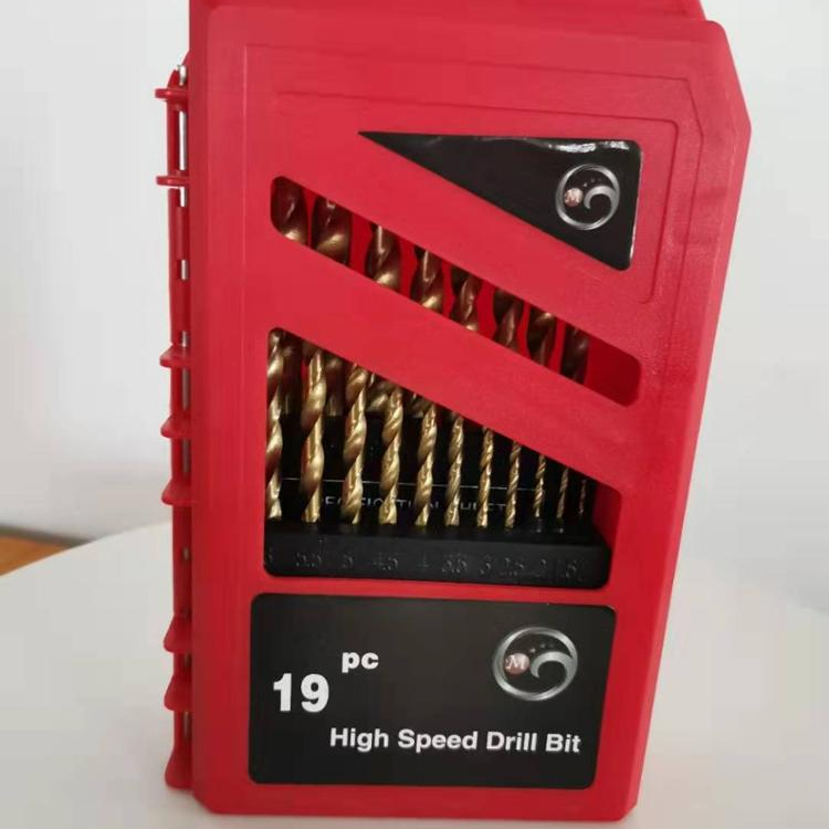 19PCS HSS Metric DIN 338 Twist Drill Bit Set Titanium Coated Drills Tools 1-10mm High Quality for drilling metal, plactic