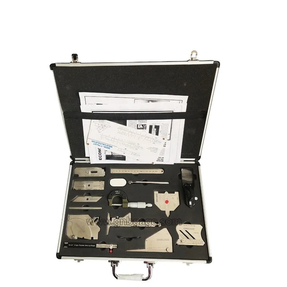 Top Quality GNB-02K/B Aluminum Case Portable  Brief Case Large Lock and Key Welding Gauges Tools Kit