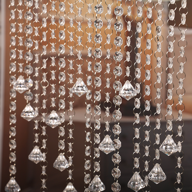 New acrylic octagonal beads crystal lamp accessories wedding road lead decorative hallway partition feng shui curtain