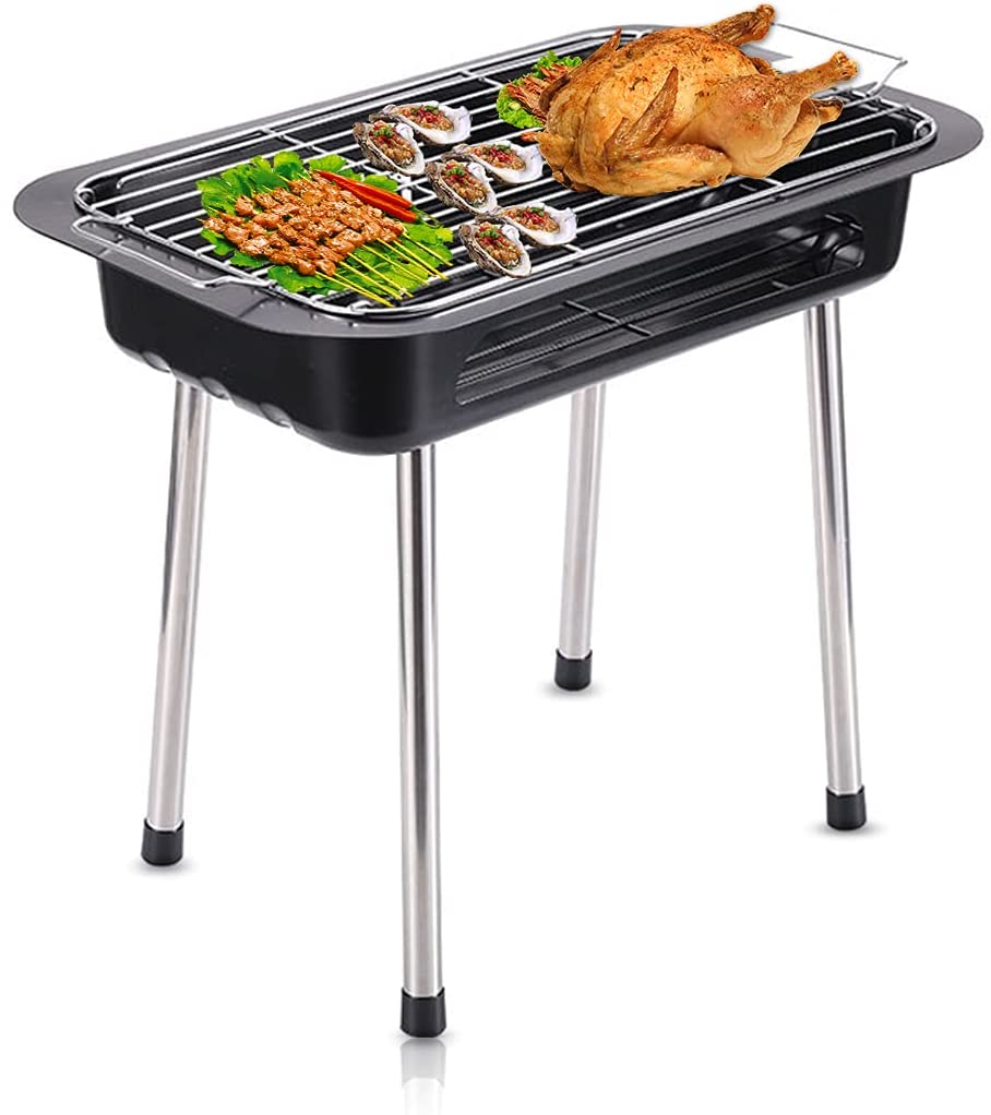 Portable Electric Barbecue Grill Outdoor Indoor Smokeless Non-Stick Griddle Plates Removable