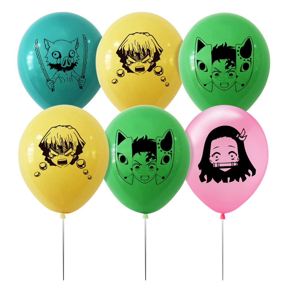 High Quality 4 Designs Anime Demon Slayer Party Decoration supplies multi colors Latex balloons