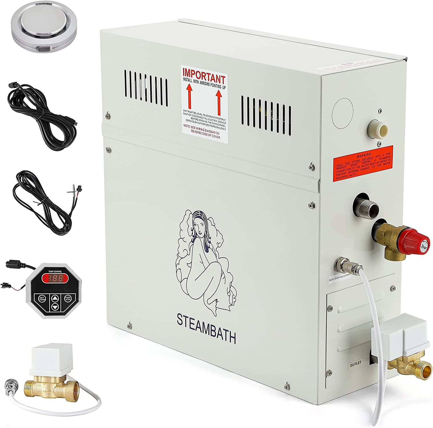 STCMOET 9KW Luxury Steam Generator Shower Sauna Home Steam Bath  Generator with Self-Draining Suitable for Space Heating 9 CBM