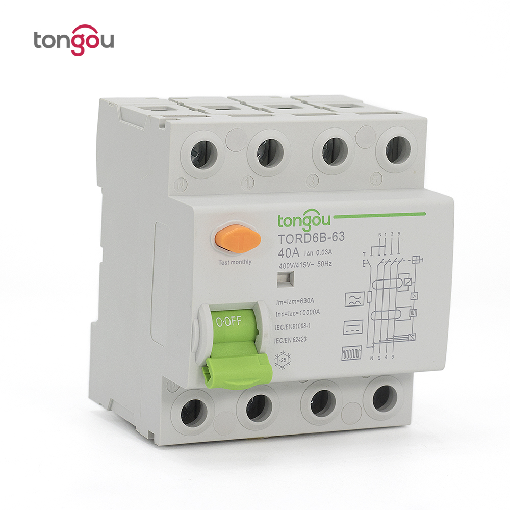 Код Тип B RCCB Американская классификация проводов 2р 4P 63 ампер 10KA 230V 400V 30mA остаточный ток выключателя TORD6B-63