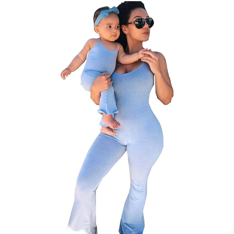 2021 New Sling Shorts Family Kids Matching Parent-child pajamas womens jumpsuits romper sets mommy and me outfits