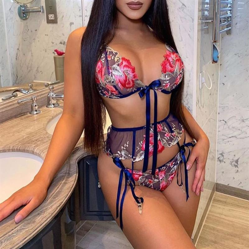 Embroidery Women Sexy Lingerie Sex Underwear Two Pieces per Set