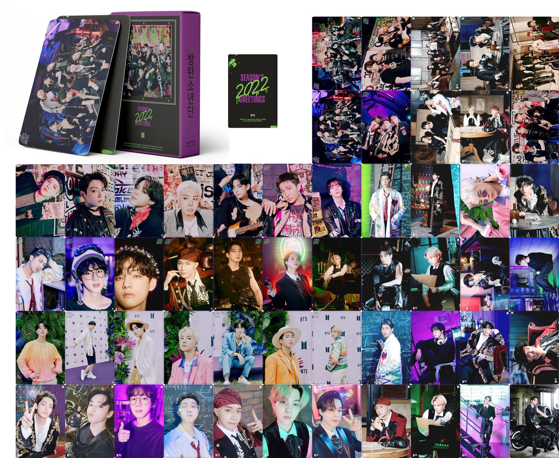 KPOP BTS 2022 поздравительные фотооткрытки сезона 55 шт./кор. LOMO открытки фанаты Подарки Коллекционные JIMIN KPOP товары настраиваемые L240