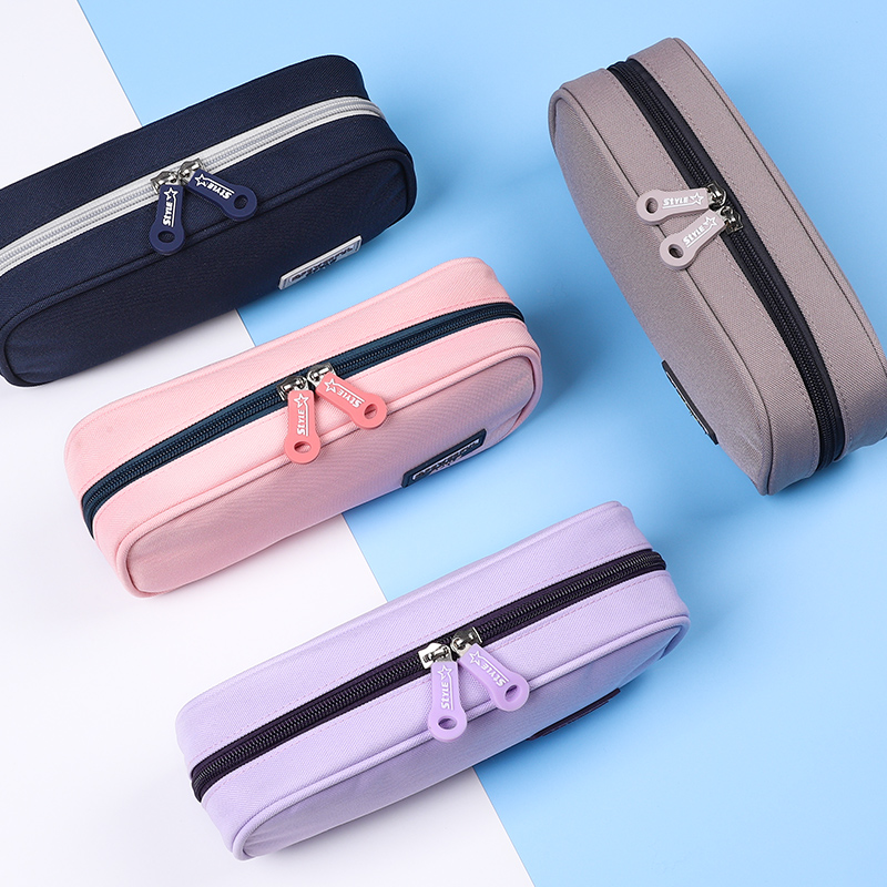 2020 New design pencil pen case fashion canvas school case large capacity pen pencil case bag for teens