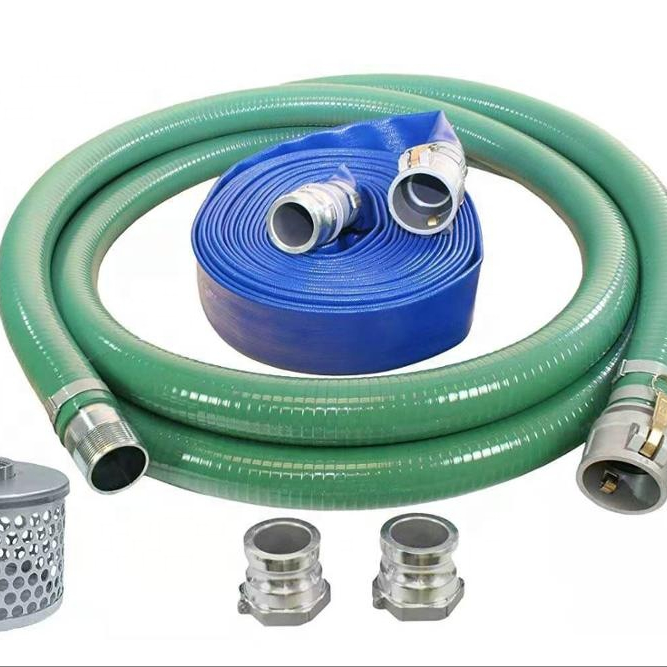 4 in. Water Hose Kit PVC Suction and Discharge Hose Green/Blue Male X Female Aluminum Cam and Groove
