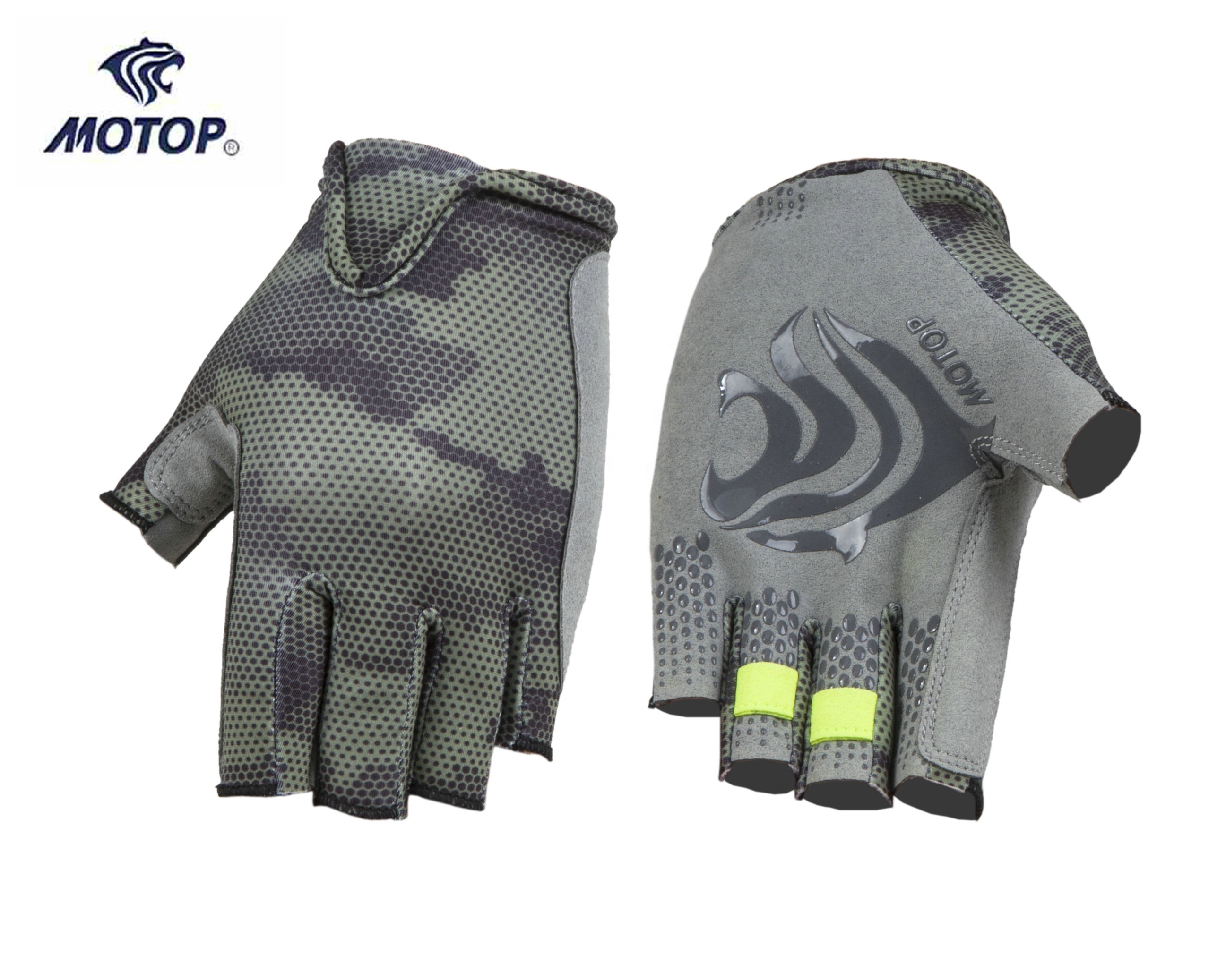Breathable Half fingers Wearproof UV Protection Silicon Anti slip Fishing Glove with Easy strip Design