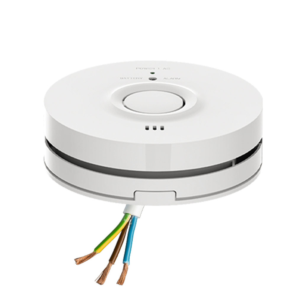 AS3786 AC Powered 220V HardWired Interconnected Photoelectric Smoke Detector Fire Alarm with Backup Battery & Wireless RF module