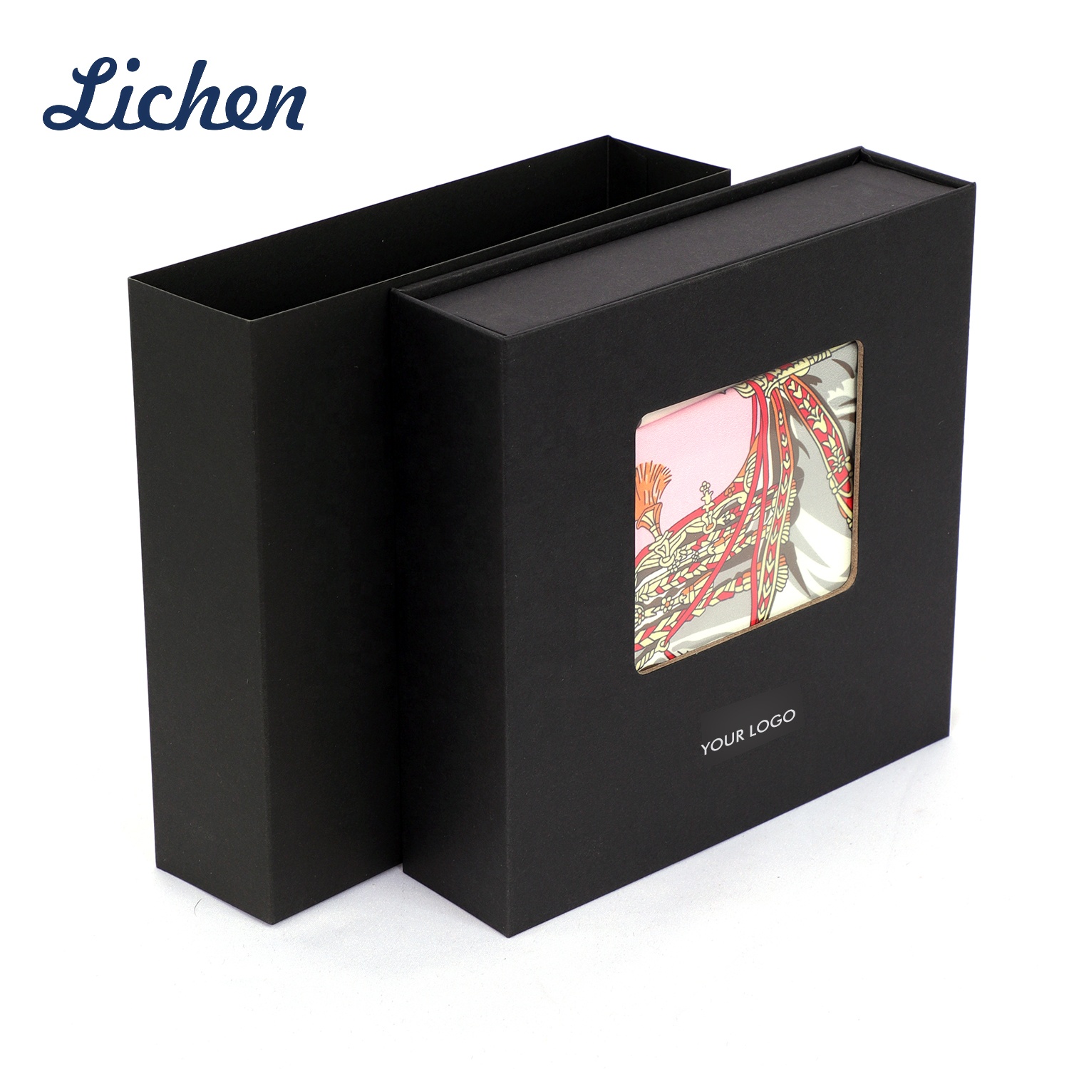 Silk Printed lady Scarf Custom Logo Empty  Paper Box for gift Packaging