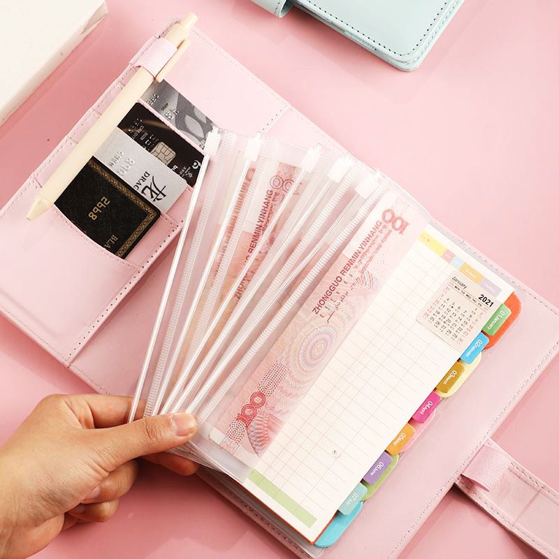 A5 Pu Leather Zipper Pockets Label Stickers Binder Budget Custom Budget Binder with Cash Envelope