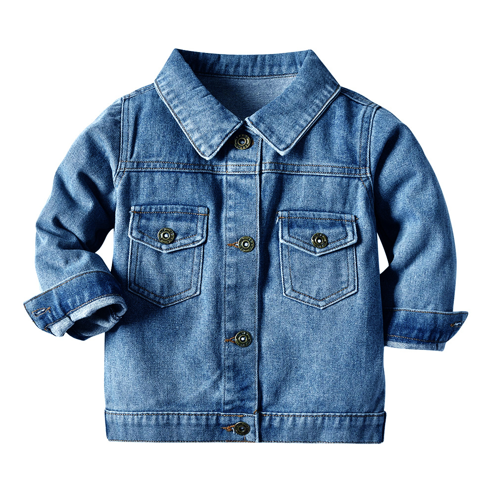 2021 New Fashion Spring Autumn Boys Girls Jacket children Long Sleeve Turndown Collar Denim Retro Casual Cardigan Kids Coats
