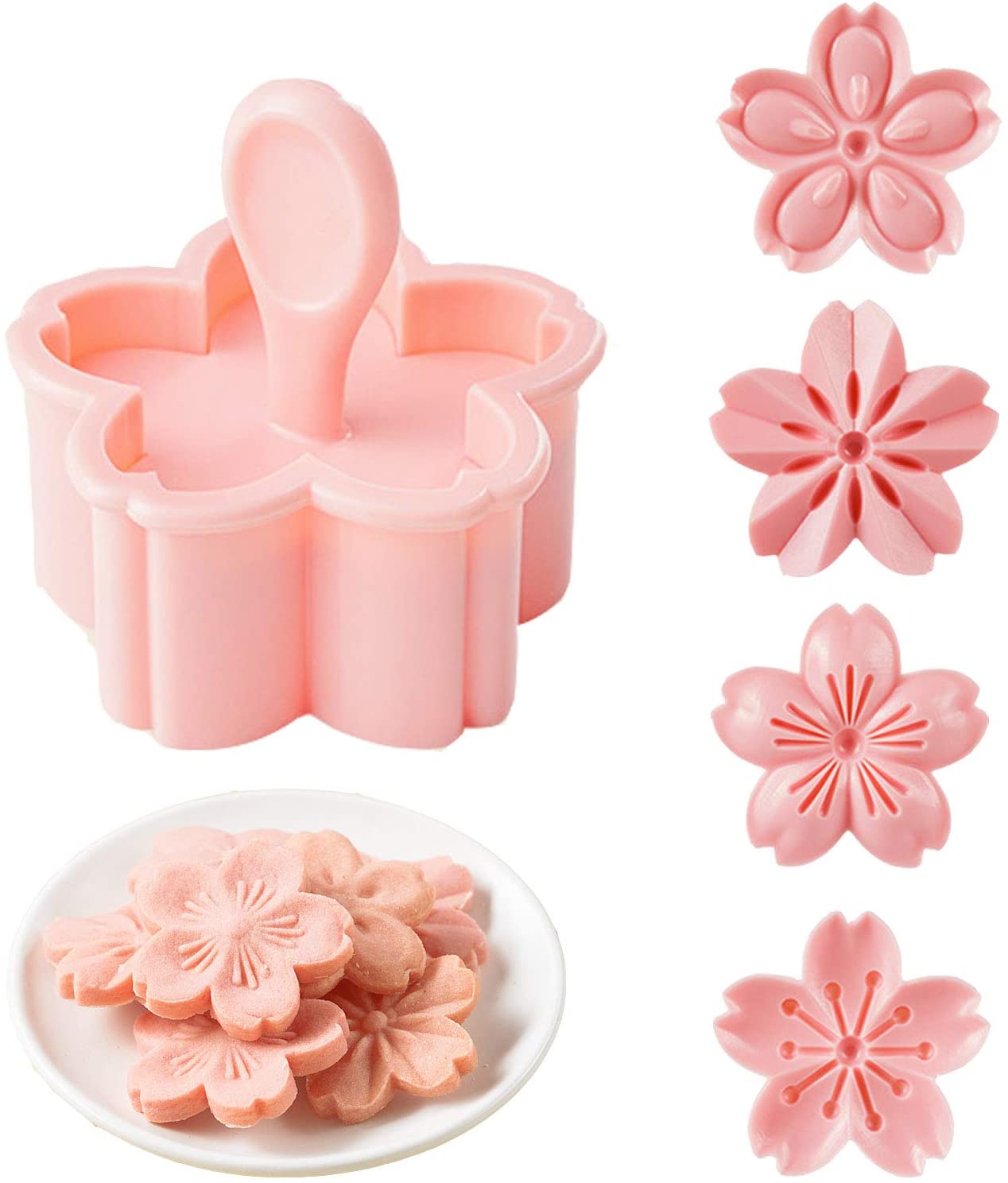 DIY Press Blossom Mold Accessories Plastic Cookie Cutter With Mould Plunger Stamp,Fruit Cookie Pastry Stamps