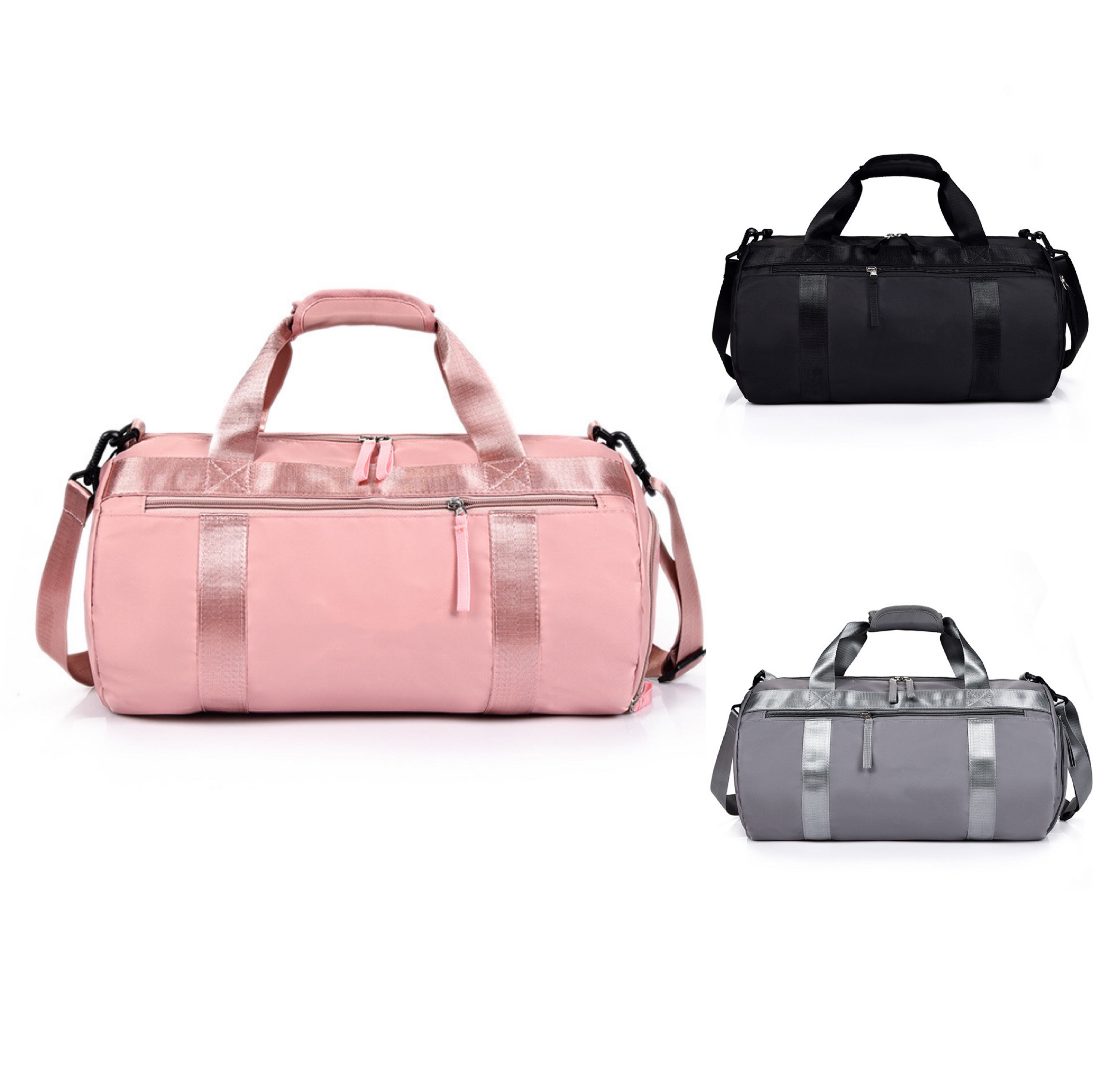 Pink Gym Women Design Custom Ladies Nylon Tote Sling Duffle Bag Sport Fitness Shoe Duffel Travel Bag Tote Bag