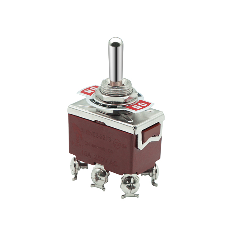 12 мм AC15A 250 DPDT коричневый 6Pin Винтовые клеммы 3 Way ВКЛ-ВЫКЛ-на тумблер