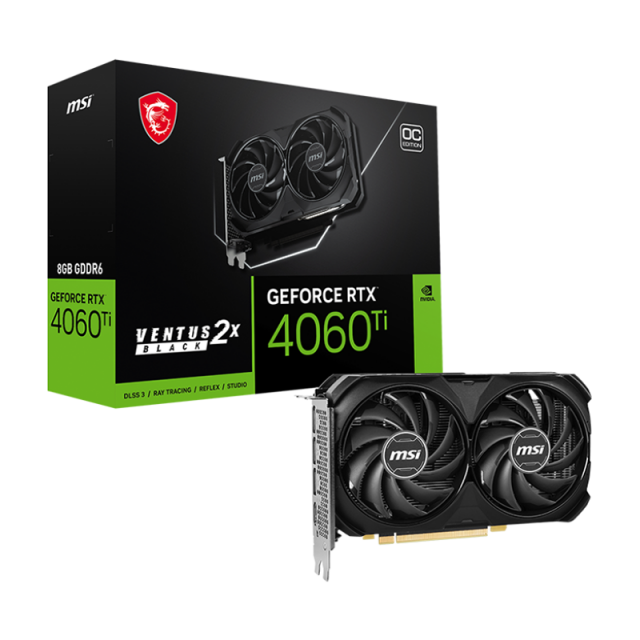 Видеокарта MSI RTX4060Ti 8GB для компьютерной игры GDDR6X GPU GeForceRTX 4060 Ti VENTUS 2X BLACK OC