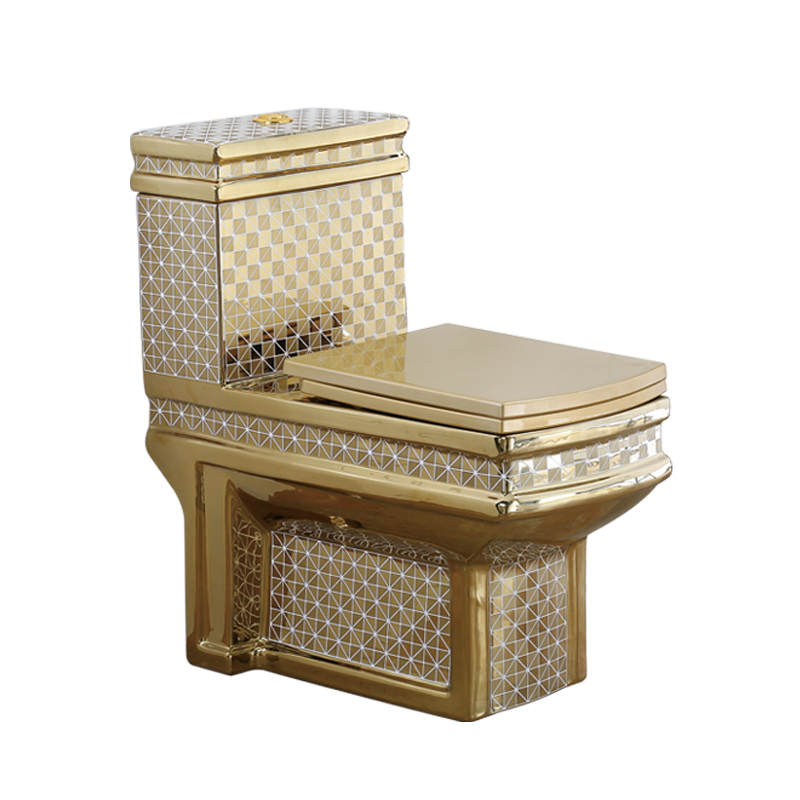 Western Style Bathroom Sanitary Wares Luxury Golden Toilet With Sink Golden Plated Toilet Bowl Set