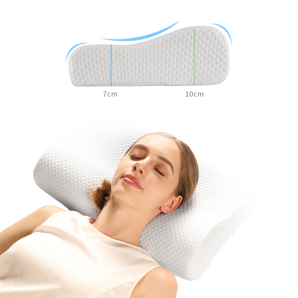 CertiPUR-US Embroidery Almohada De La Cama Orthopedic Cervical Memory Foam Contour Bed Sleeping Pillow with OEKO-TEX