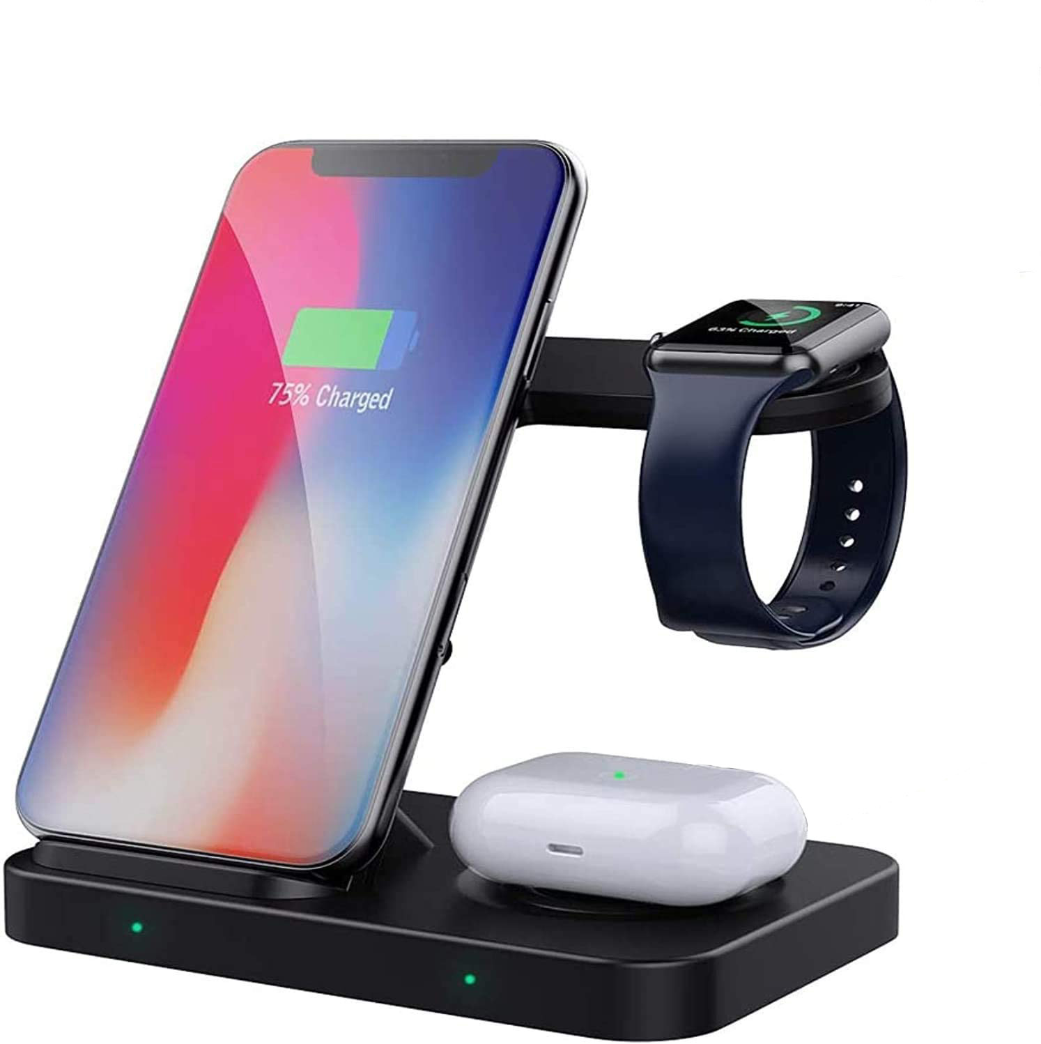 3 в 1 15 Вт QI быстрая Беспроводная зарядная подставка для iPhone, беспроводная зарядная станция для Airpods, беспроводное зарядное устройство для Apple Watch