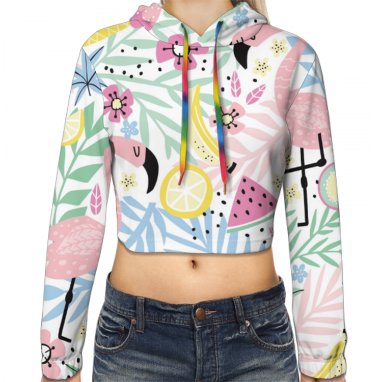 1pcs Custom Printing Midriff Women Sweatsuit 2021 Autumn New Design Women Hoodies Custom Tracksuit Sweatsuit