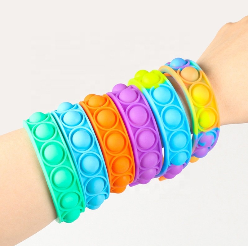 2021 New Decompression push bubble silicone bracelet Stress reliever squeeze other toy Fidget Sensory Toys