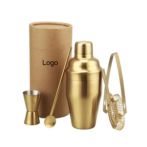 Surewin Premium Barware Tools Stainless Steel Bartender Kit Bar Accessories Gold Cocktail Shaker Set