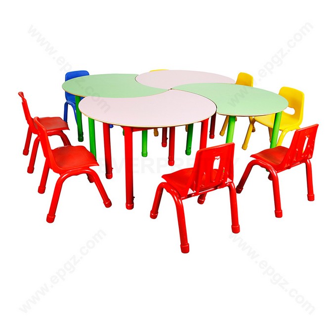 School Classroom Furniture Ergonomics Flower Shape Design Desk and Chair for Students