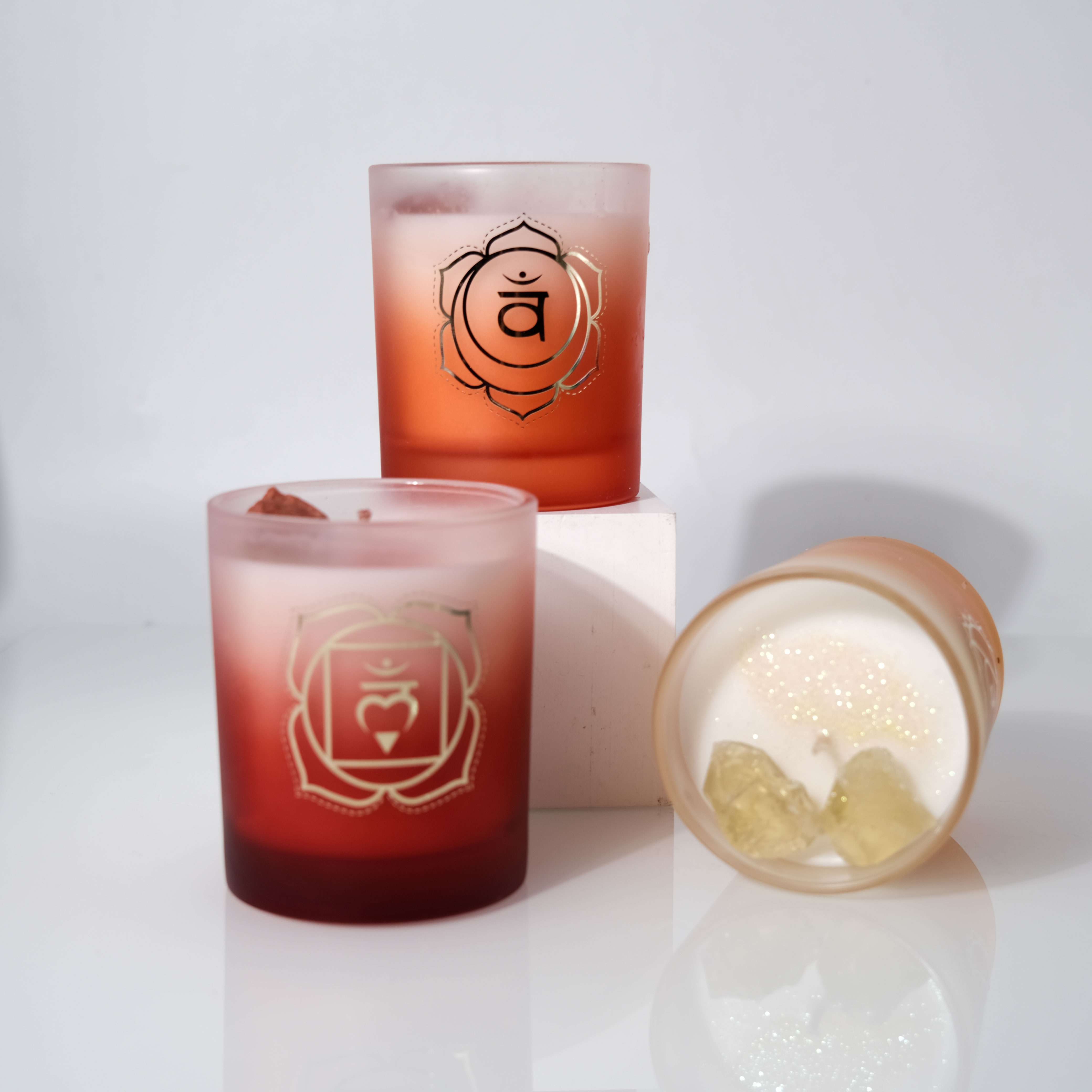 Chakra Candles Organic Essential Oil Based Customized Logo Crystal Soy Wax