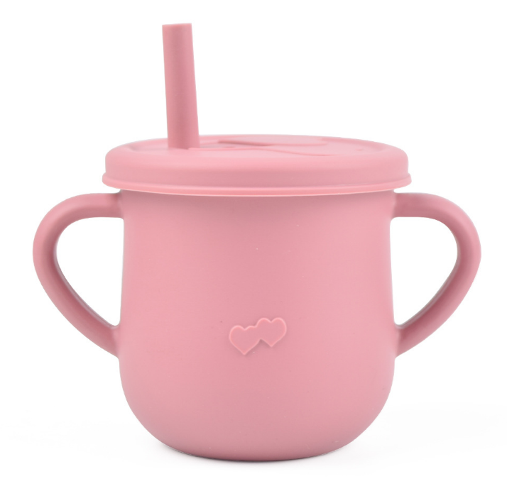 Custom high quality eco-friendly bpa free baby silicone straw cup with straw