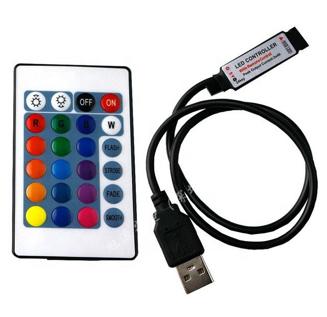 Мини USB RGB светодиодный свет контроллер + 24-кнопочный ИК-пульт дистанционного управления для 3528 5050 светодиодные ленты