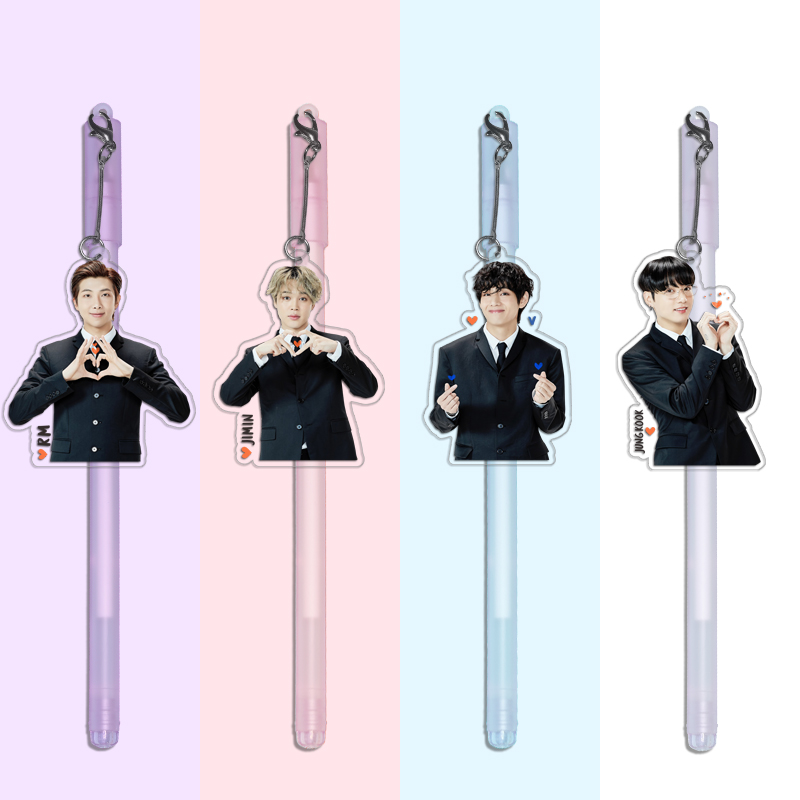 Пуленепробиваемый периферийный JIMIN SUGA, новый альбом, акриловая гелевая ручка с подвеской, черная 0,5 мм, подарочная ручка для подписи