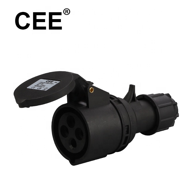 Штыри и втулка для промышленной розетки CEE IP44 4 P 16 А 250 В IEC60309, черного цвета, 4 контакта