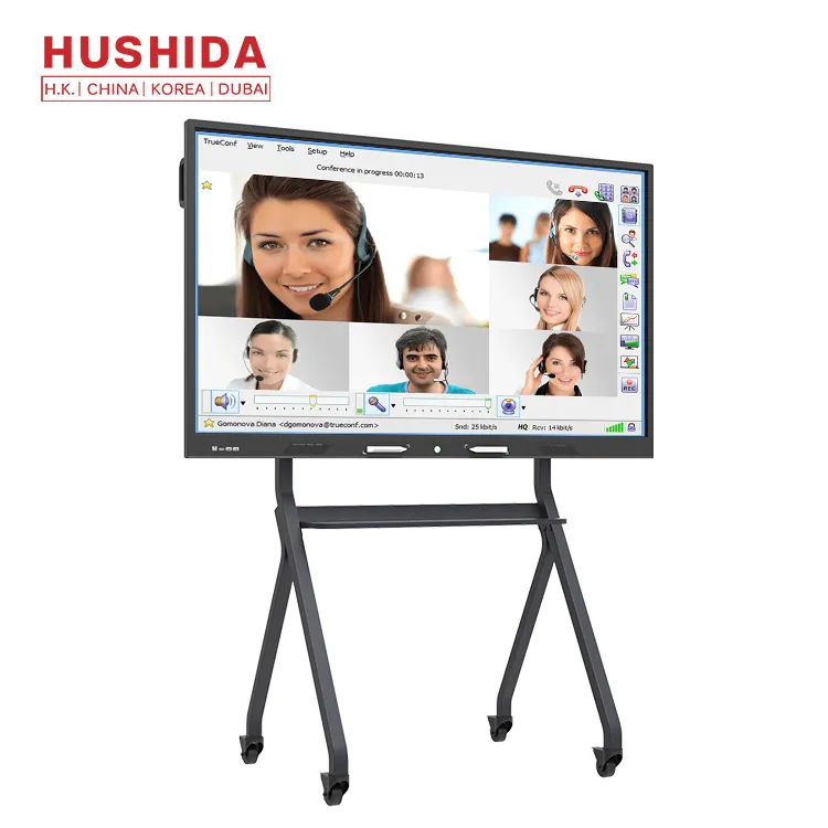 HUSHIDA lcd led interactive touch screen 75 inch smart board tv for zoom conference
