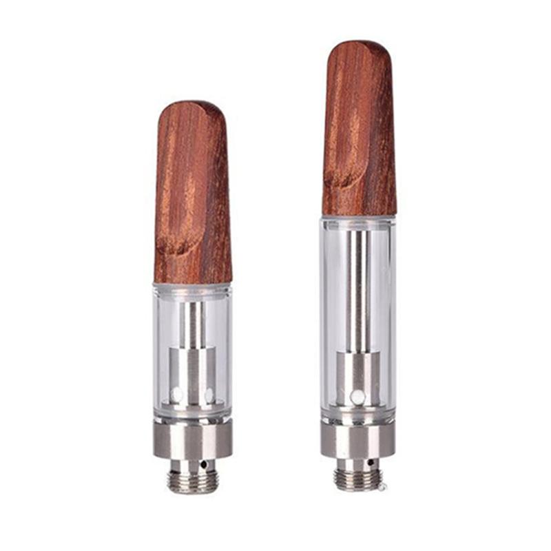Gold Wood Carts Vapes Atomizer TH205 Ceramic Coil Flat Drip Tip 510 Thick Oil Cartridges Vape for Preheat Battery