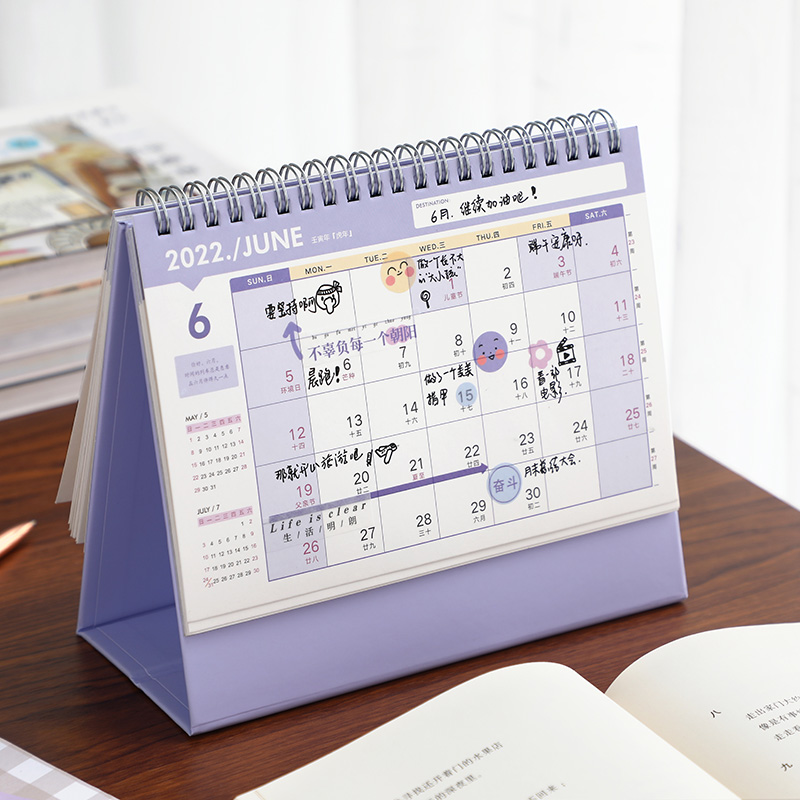 2022 pocket desk calendar desktop ornaments mini fresh cartoon small calendar book for work planning book clock office stationer