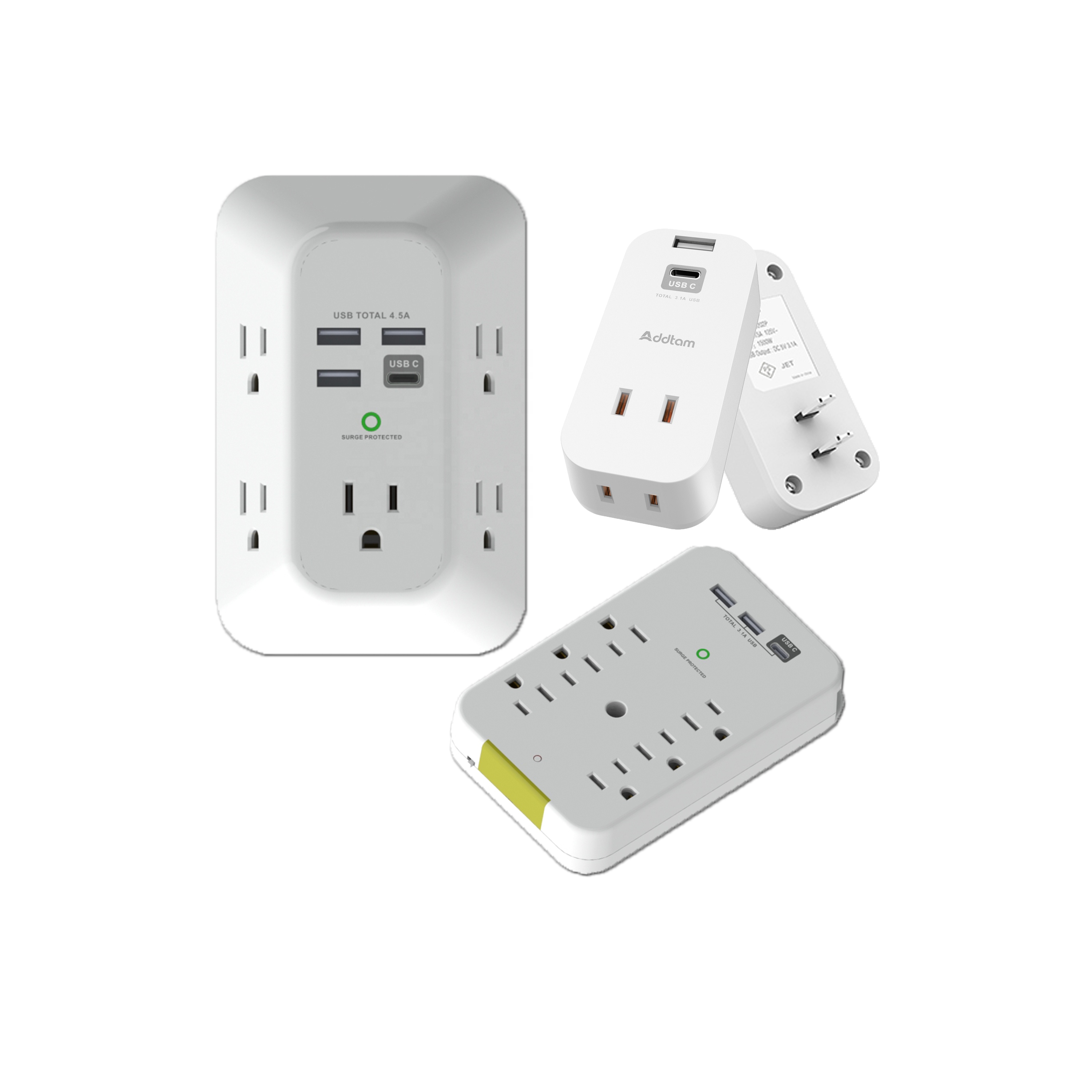 Удлинитель на 6 розеток С 3 USB-портами, сетевой фильтр для США на 6 розеток со съемной встроенной полкой