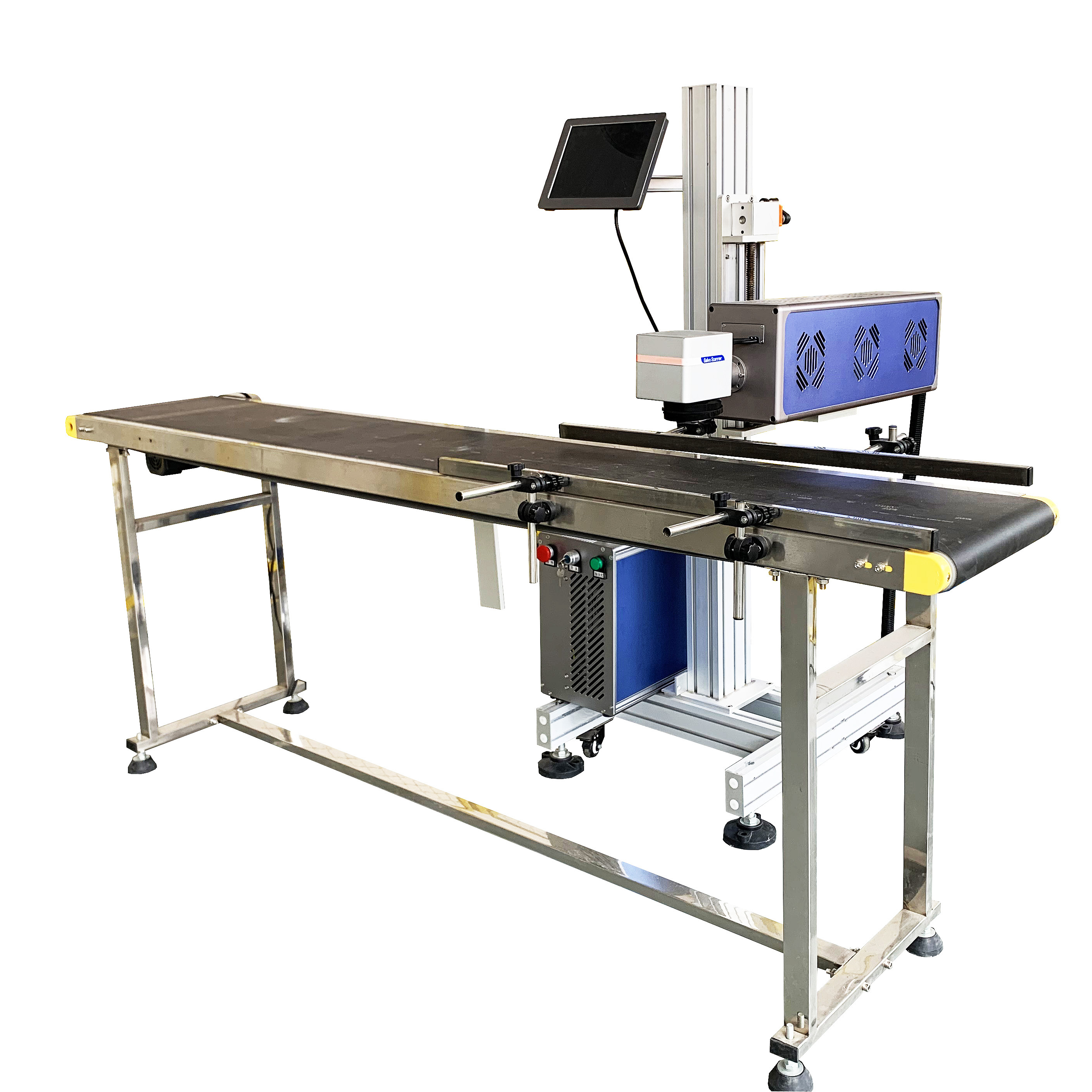 Oscarlaser Flying CO2 Laser Marking Machine for Food Cardboard Plastic Packaging Laser Marker for Beverage Production Line