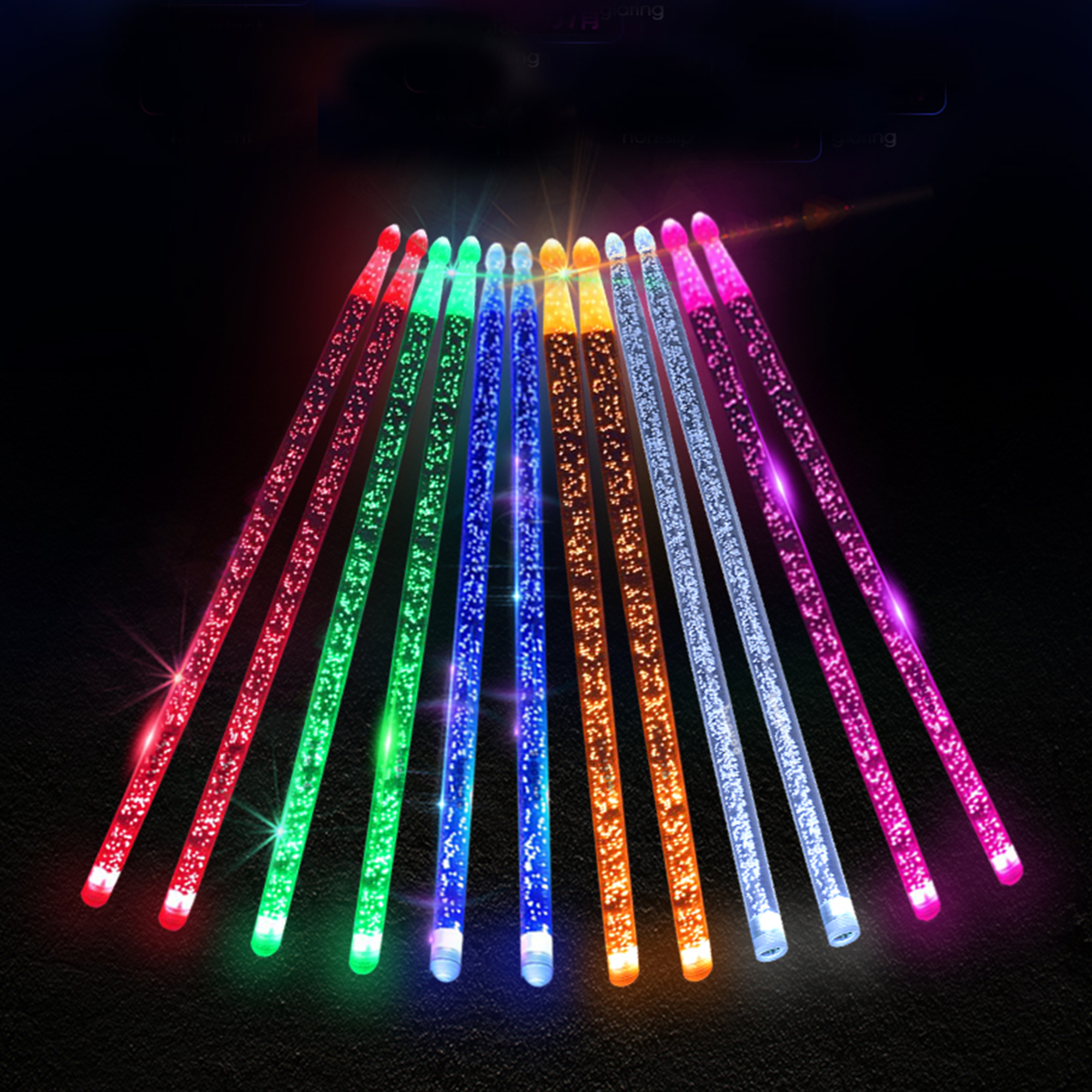 5A Acrylic Drum Stick Red & Blue Glow LED Drumsticks Bright LED Light Up Drumsticks, Glow in The Dark Jazz Drumsticks