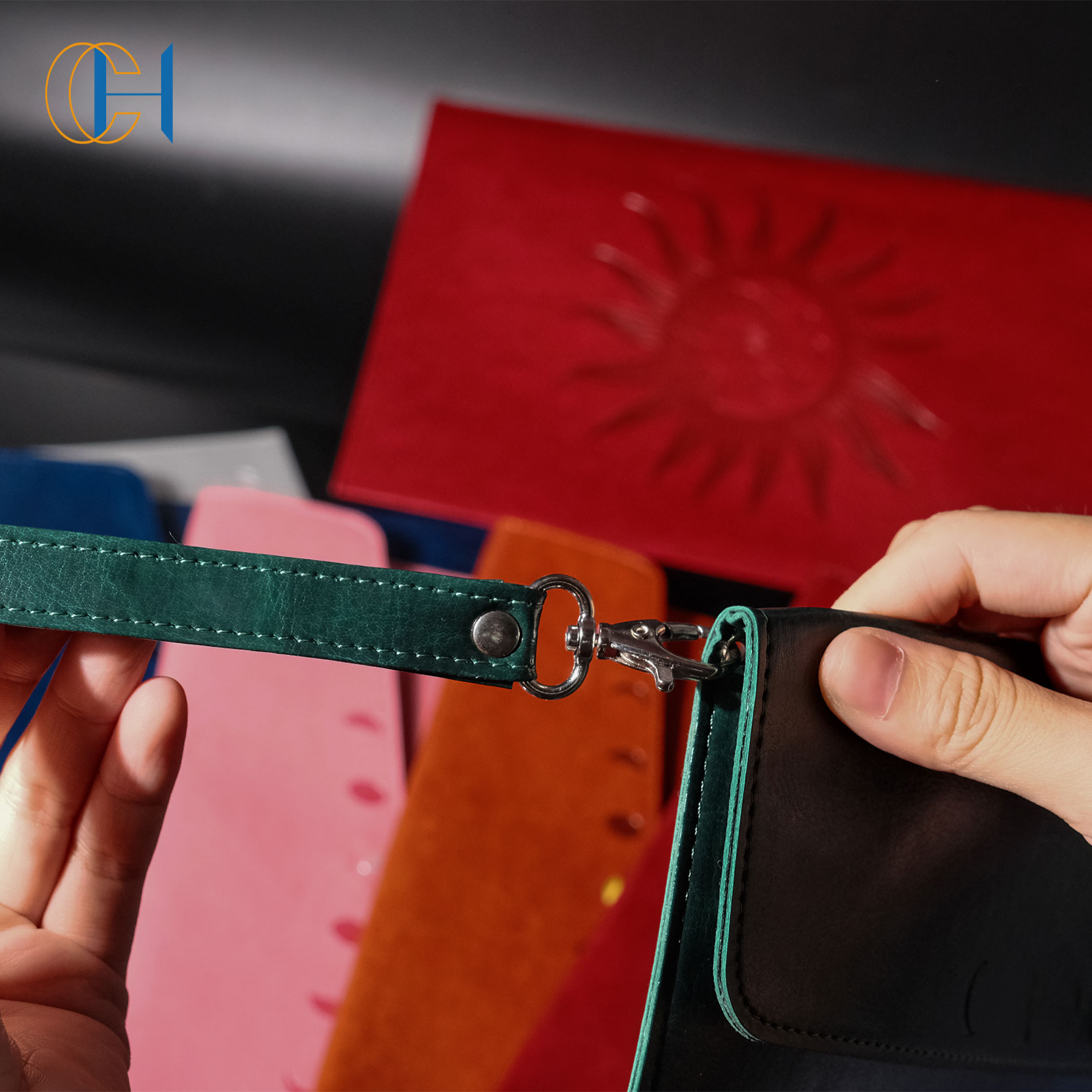 2022 Official Envelope File Bag Pu Leather Paper Bag Mill Filing With Natural Gem Stones