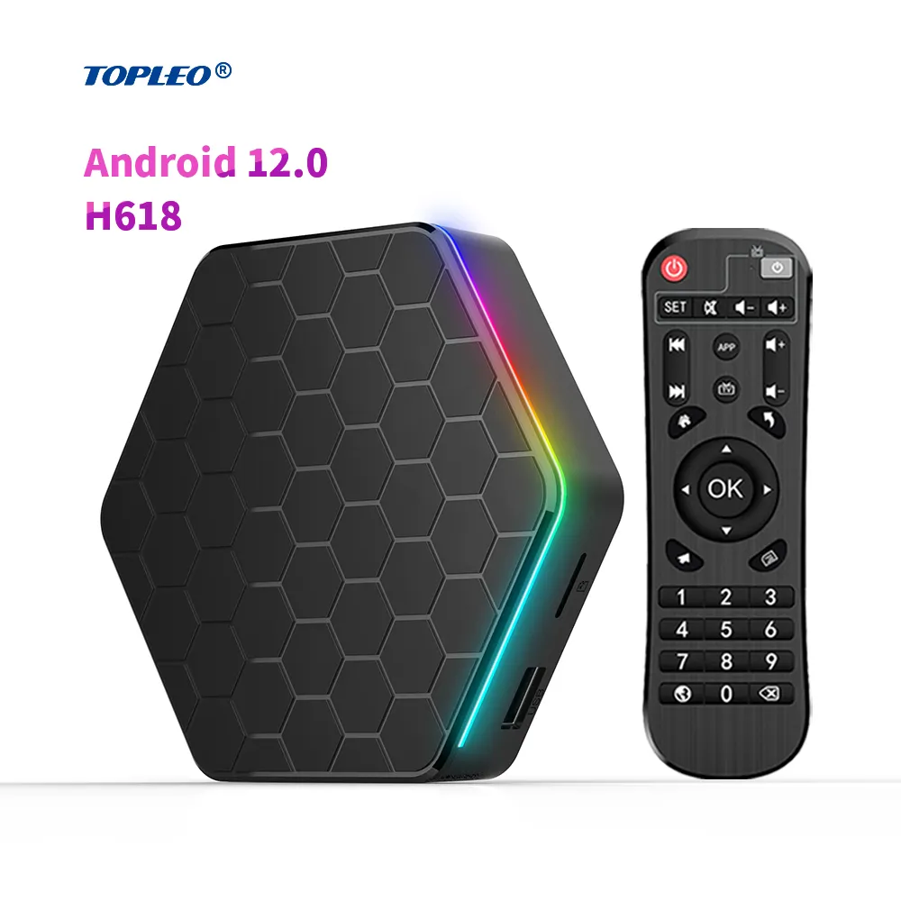Topleo Smart Android Tv Box T95Z H618 RGB light wifi 6 hd 6k t95z plus android 12 tv box
