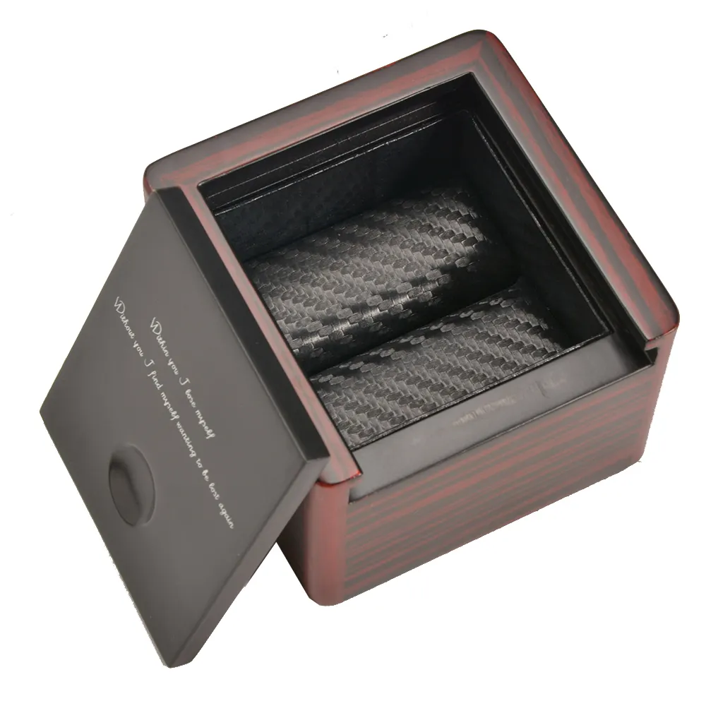 Wooden Man Tie Box Packing With Carbon Fiber Material Linner